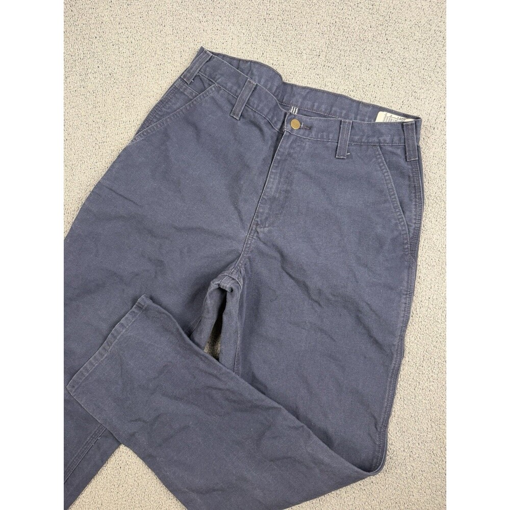 Carhartt Pants Mens 32x32 Navy Blue Canvas Duck Carpenter Dungaree Fit 383-20